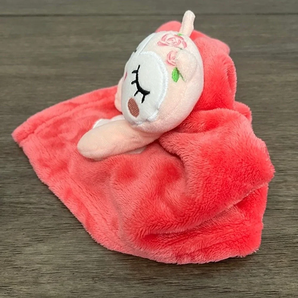 Sweet Girl Pink Owl Baby Security Blanket Plush Lovey Sleeping Eyes
